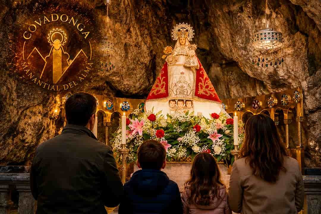 REVISTA familia rezando para pedir deseos a la Saantina en la Santa Cueva