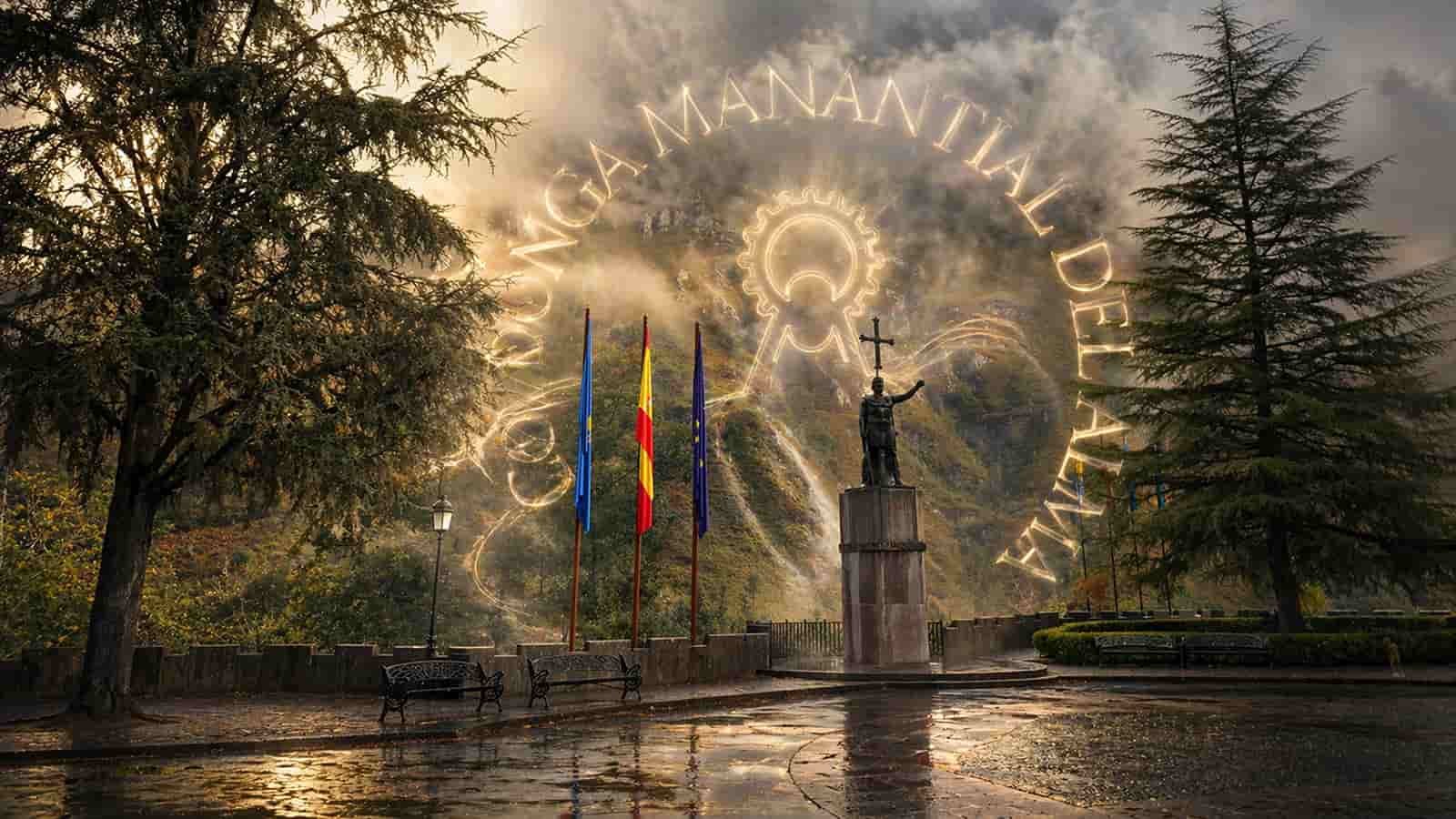 entorno del santuario monumento aal rey pelayo en explanada de covadonga